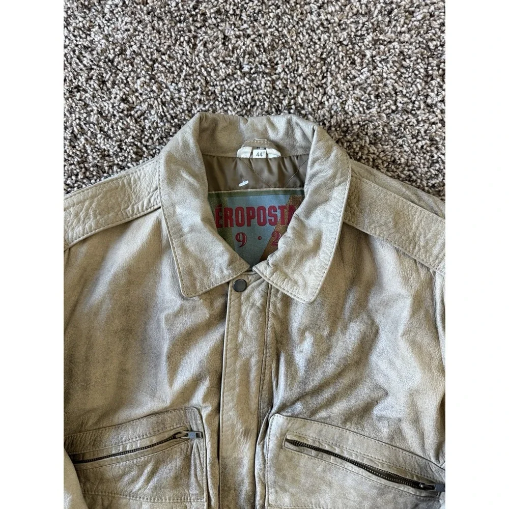 Vintage Aviator Aeropostale 1925 Men's Leather Bomber Jacket Size 44